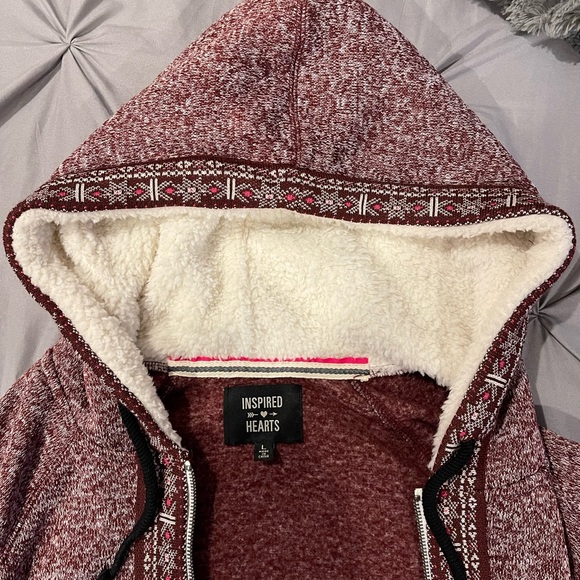 Inspired Hearts Red Hooded Sweater - Picture 6 of 10